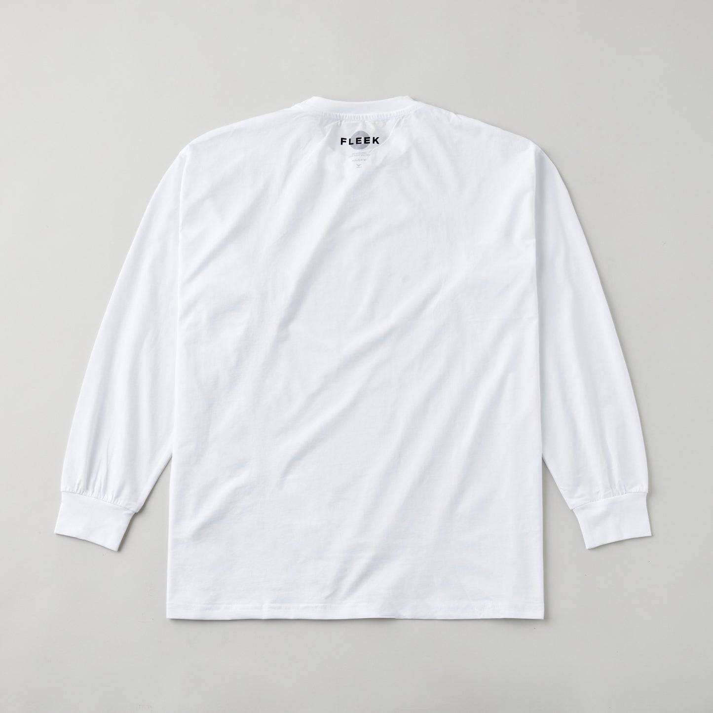 FLEEK ドライクルーネック ロングスリーブシャツ ホワイト グレーロゴ