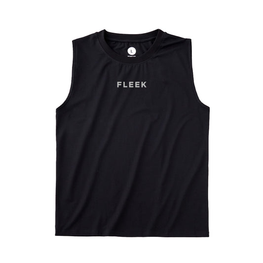 FLEEK ワークアウト スリーブレスシャツ ブラック グレーロゴ