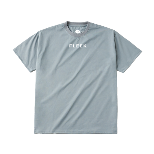 FLEEK ドライクルーネック ショートスリーブシャツ グレー ホワイトロゴ