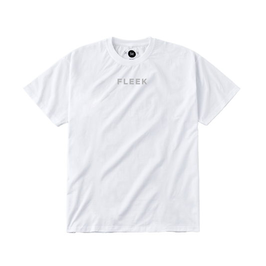 FLEEK ドライクルーネック ショートスリーブシャツ ホワイト グレーロゴ